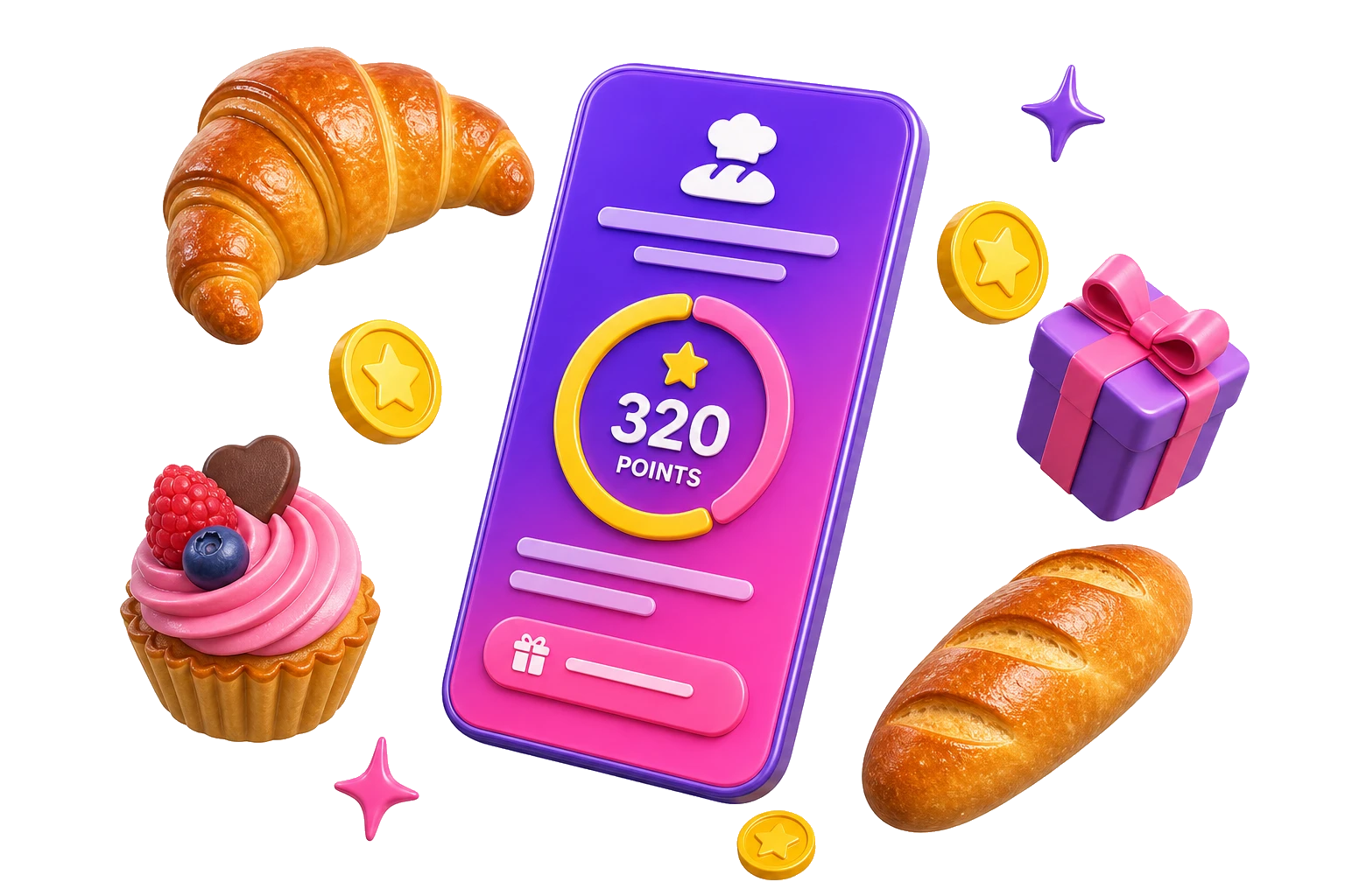 Programme de fidélité PopScore pour boulangerie : points, croissant et récompenses