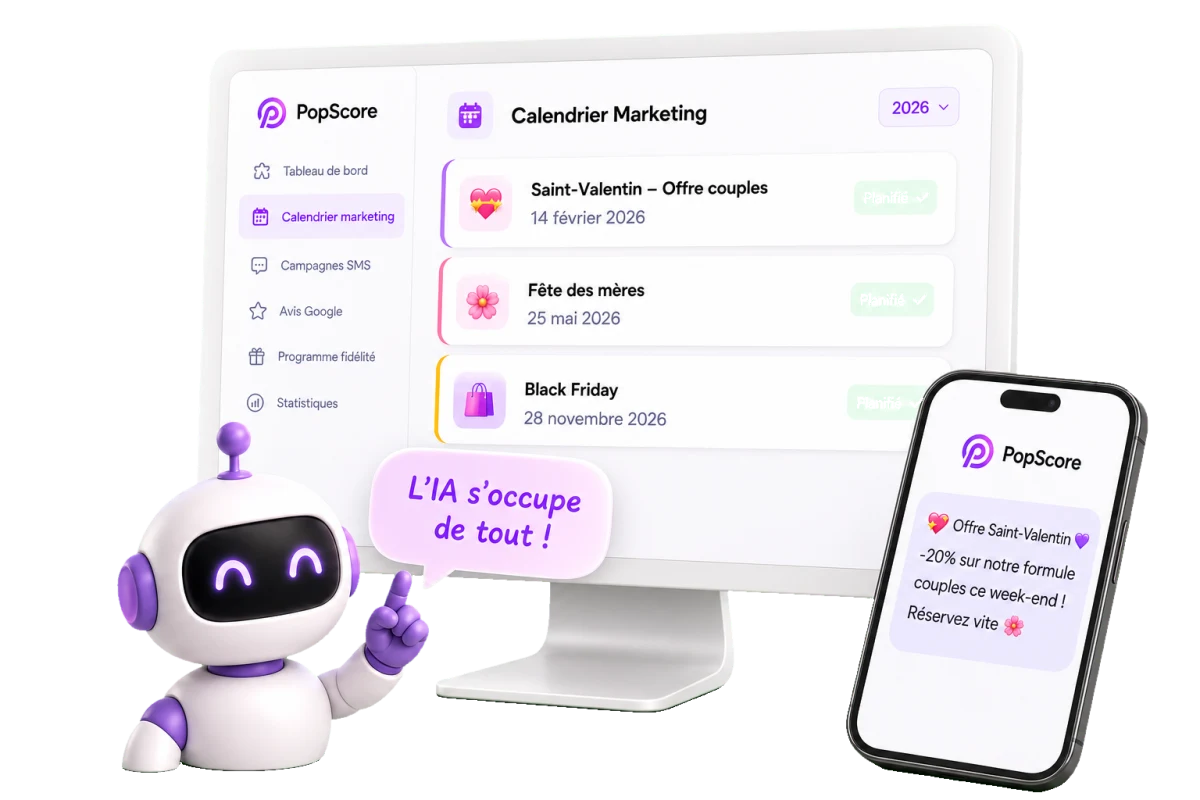 Calendrier marketing généré automatiquement par l'IA PopScore
