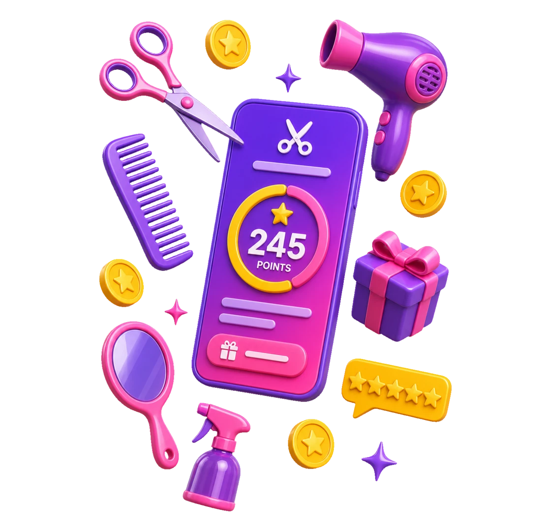 Application PopScore de fidélité et marketing pour salon de coiffure : points, avis Google et campagnes SMS