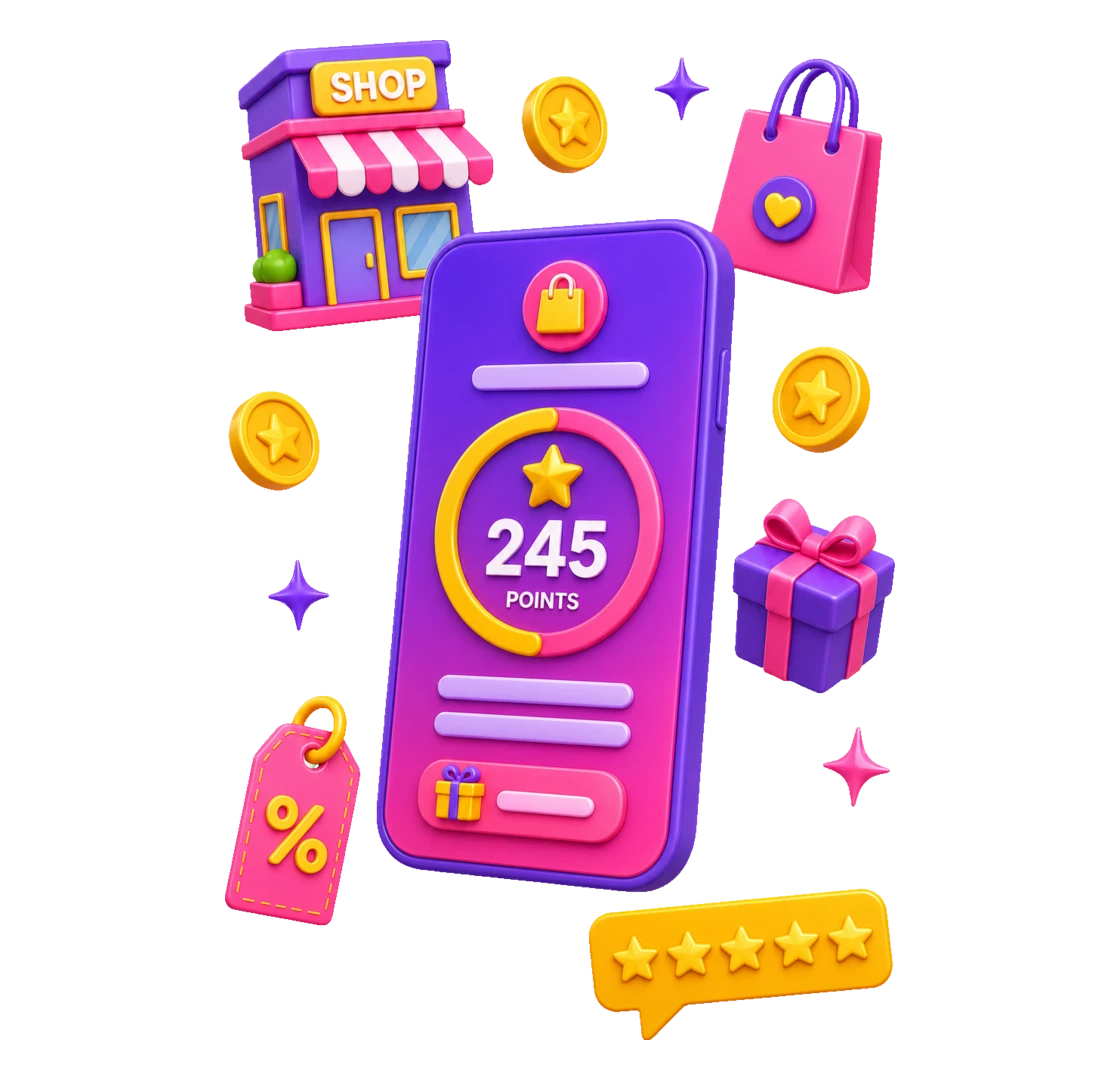 Application PopScore de fidélité et marketing pour commerce de détail : points, avis Google et trafic en magasin